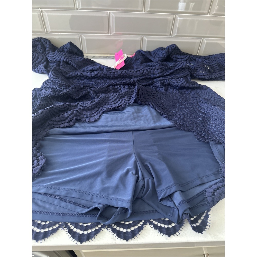 NWT Lilly Pulitzer Parigi True Navy Scallop Shell Lace Skort Romper Dress XL - Picture 7 of 16